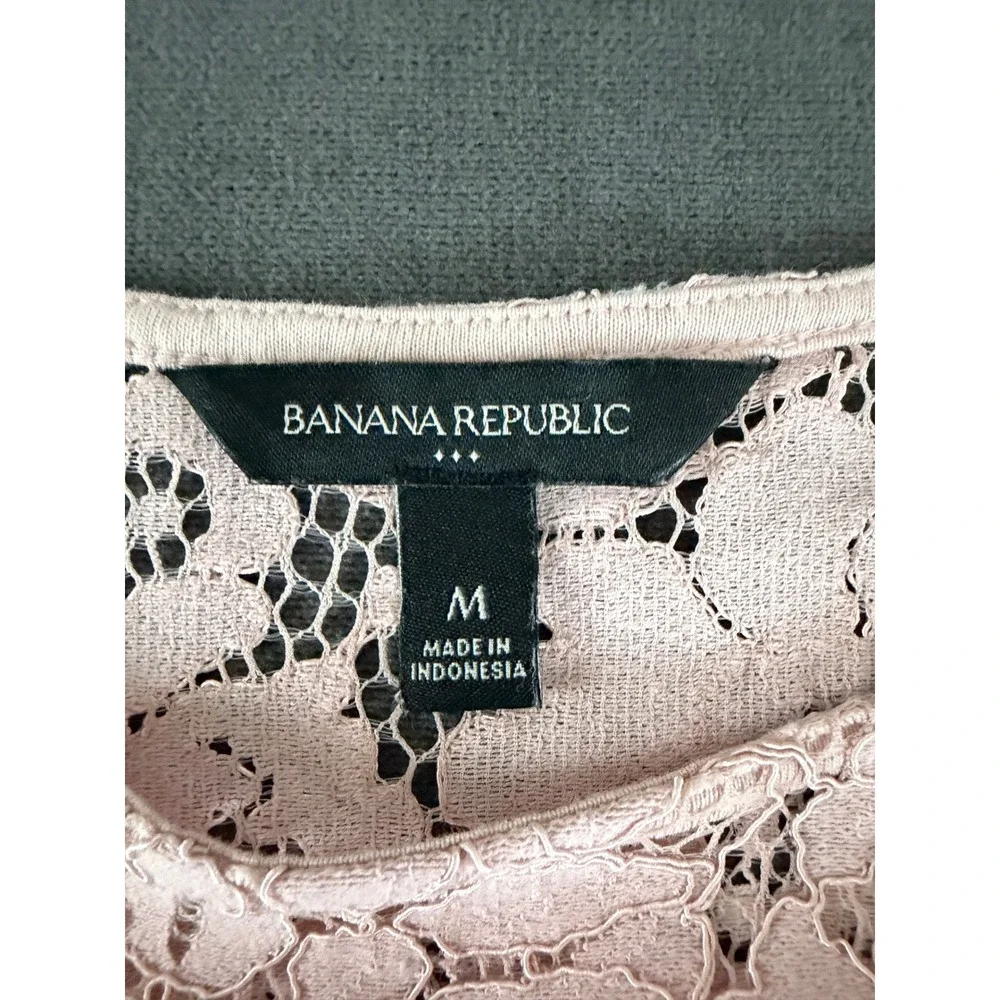 Banana Republic Sheer Lace Blouse Size M Blush Pink Romantic Victorian Feminine - Picture 5 of 8
